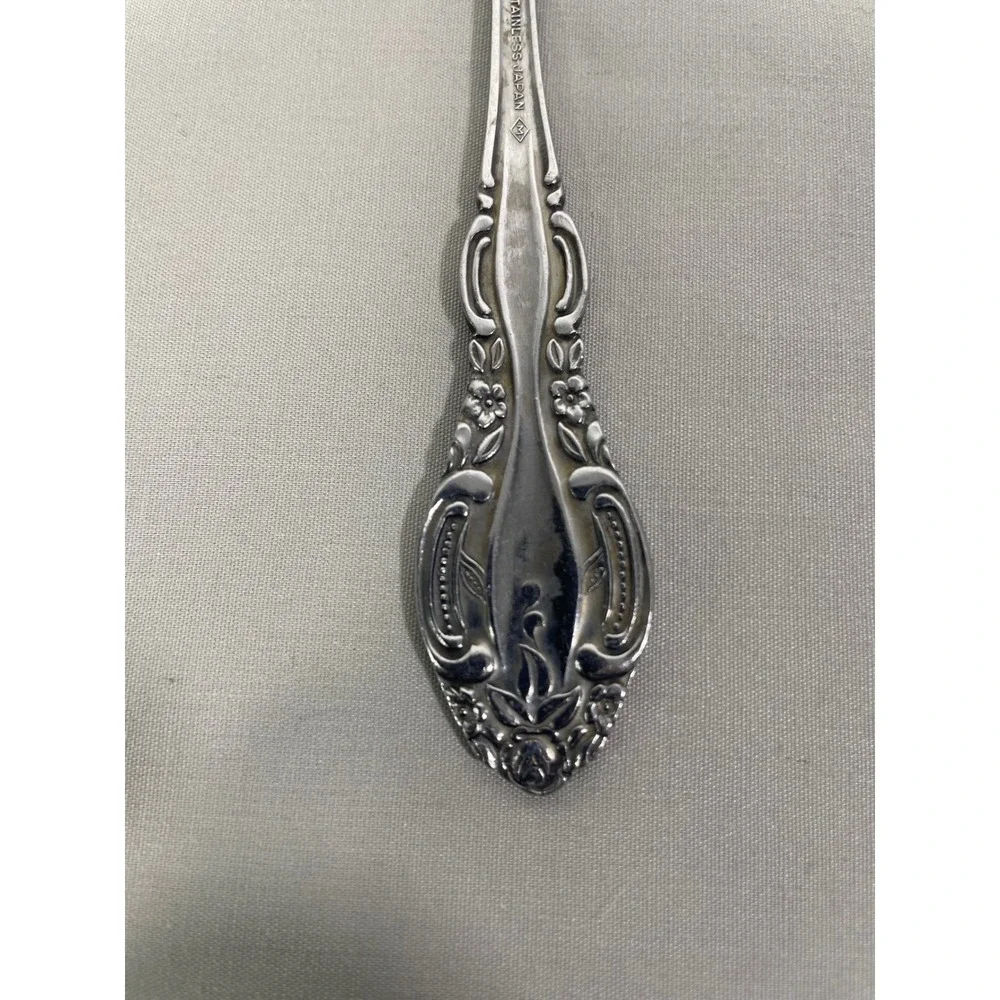Springtime Stainless Steel‎ Spoons (2) Flatware Floral Scrolls Glossy Japan